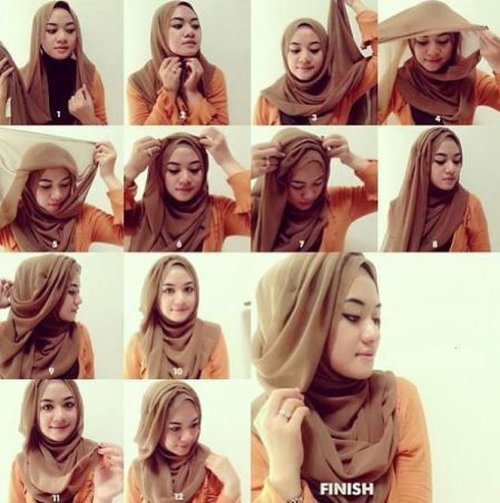 Tutorial hijab segiempat warna pastel