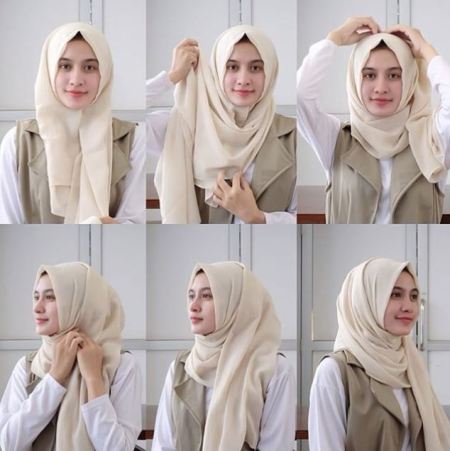 tutorial hijab segiempat warna navy